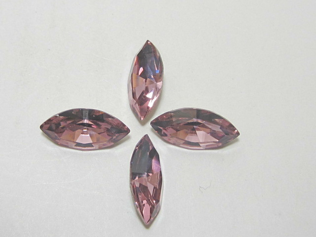 15X7mm NAVETTE 6pcs. LIGHT AMETHYST STAR BRIGHT POINTED BACK Rhinestones